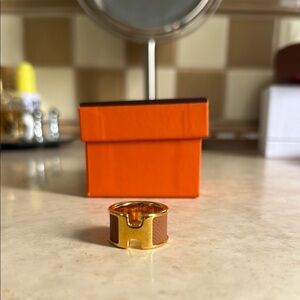 Hermès Gold Olympe Ring Sz M